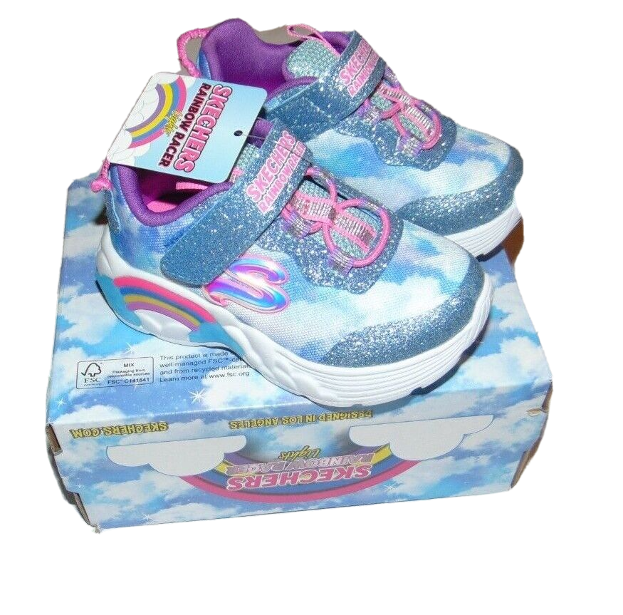 ~NWB Toddler Girls SKECHER Light Up Rainbow Racer Sneakers! Size Cute  FS:)~