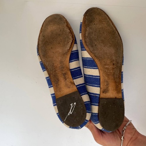 Zapatillas sin cordones Dolce & Gabbana tejidas a rayas talla 39,5 azul blanco - Imagen 8 de 9