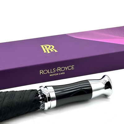 #ad Collector’s Rolls Royce Umbrella Durable Long Chrome Handle Case amp; Box VIP $700.00