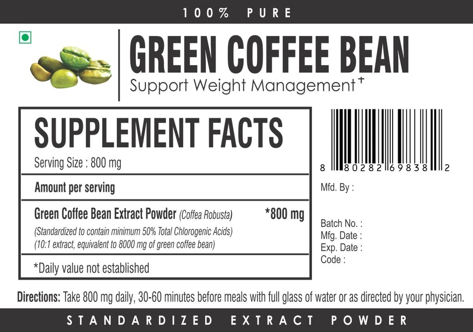 Green Coffee Bean Extract Powder 50% (8000mg eq) Weight Loss Fat Burner Slimming - Image 3 of 3
