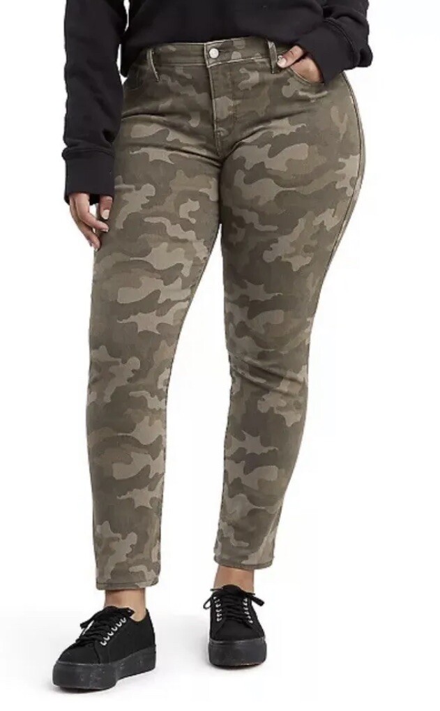 New Levi's 311 Shaping Skinny Jeans Slimming Green Camo Size 24W