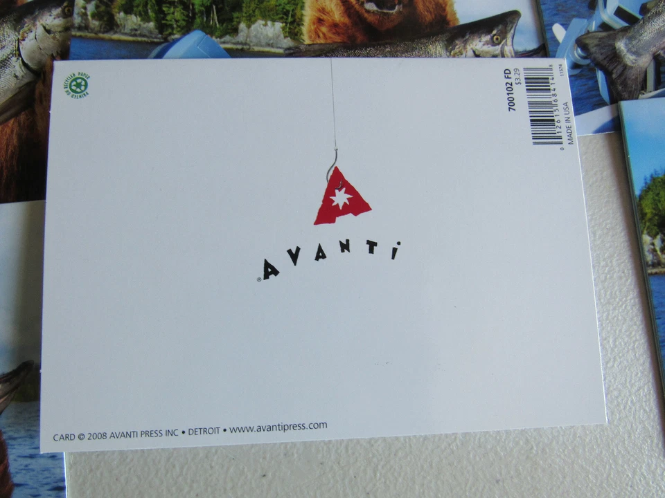 Lote de 11 Osos Pesca con Pez Papá Tarjeta Día del Padre Saludo Avanti Press EE. UU. Foto 4 de 4