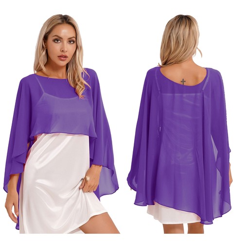 Lady Open Front Chiffon Cardigan See-through Bolero Shrug Crop Top Evening Party - Picture 289 of 466