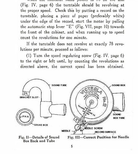 VICTROLA 405 ELECTRIC Set-up & Instruction Manual reproduction - Picture 7 of 10