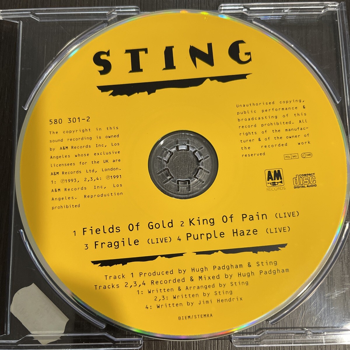 STING - FIELDS OF GOLD / KING OF PAIN / FRAGILE / PURPLE