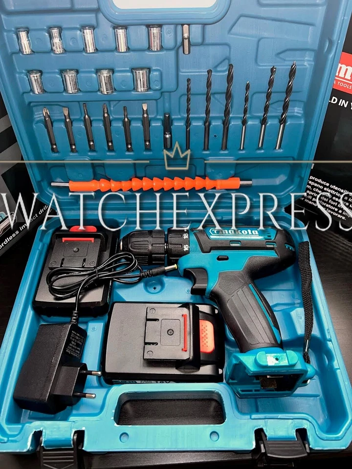 Trapano avvitatore doppia batteria a litio 18V+ valigia CON 24 accessori INCLUSI - Immagine 3 di 4