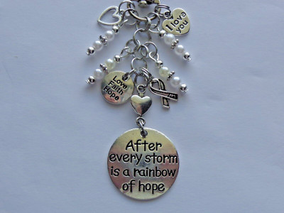 LUNG CANCER AFTER EVERY STORM EYEGLASSES HOLDER READERS NECKLACE LOBSTER CLASPS