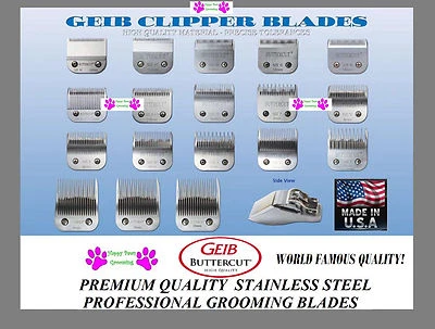 GEIB BUTTERCUT STAINLESS STEEL BLADE*Fit Oster A5 A6,Wahl KM10,Andis AGC Clipper