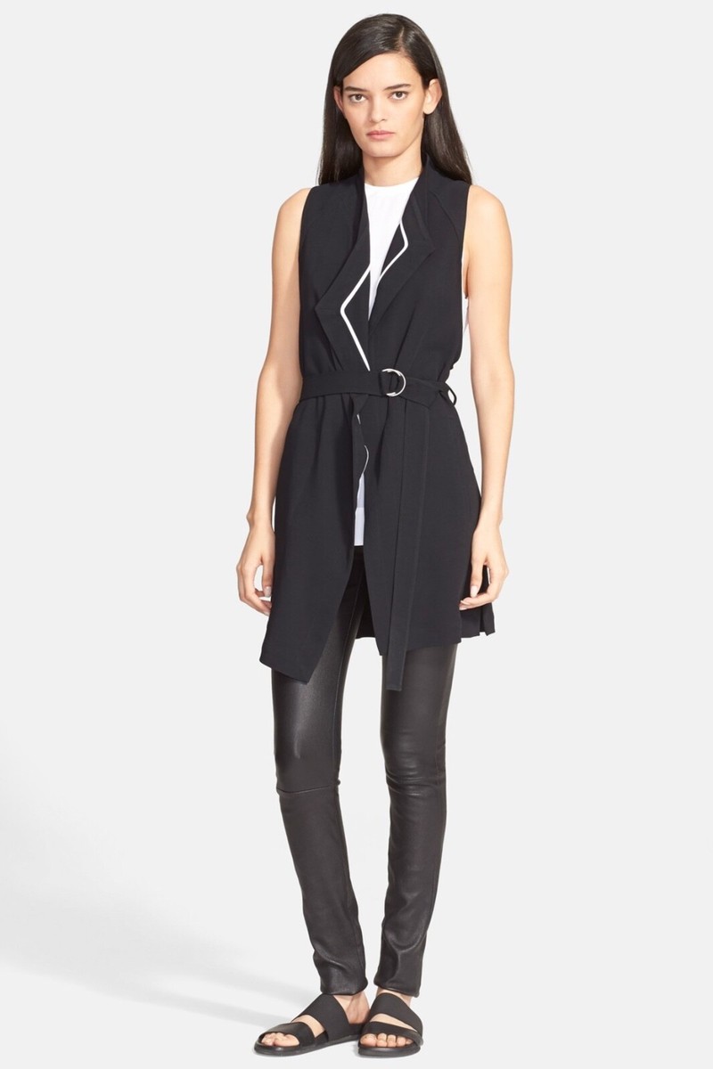 Veste Longue Helmut Lang Avec Ceinture - Taille XS/P En Viscose Noire - Occasion Top