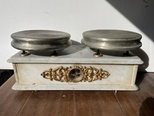 BILANCIA DA CUCINA BASE IN  MARMO A DUE PIATTI IN METALLO ANTICA Periodo Calo x