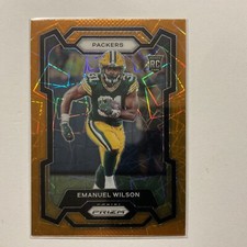 2023 Prizm • Emanuel Wilson Orange Lazer Prizm Rookie #335 • Green Bay Packers