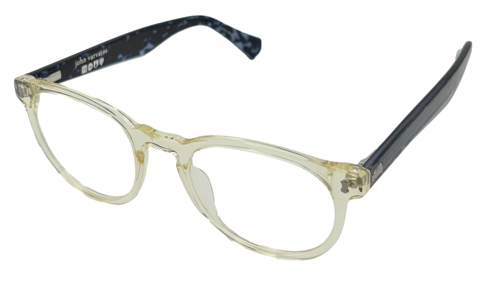 John Varvatos Square Mens Yellow Crystal Eyewear Plastic Frame V416 49mm