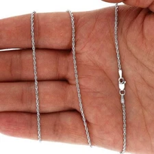 Solid 14K White Gold 1.5mm Rope Chain 16" 18" 20" 22" 24" 26" 28" 30"