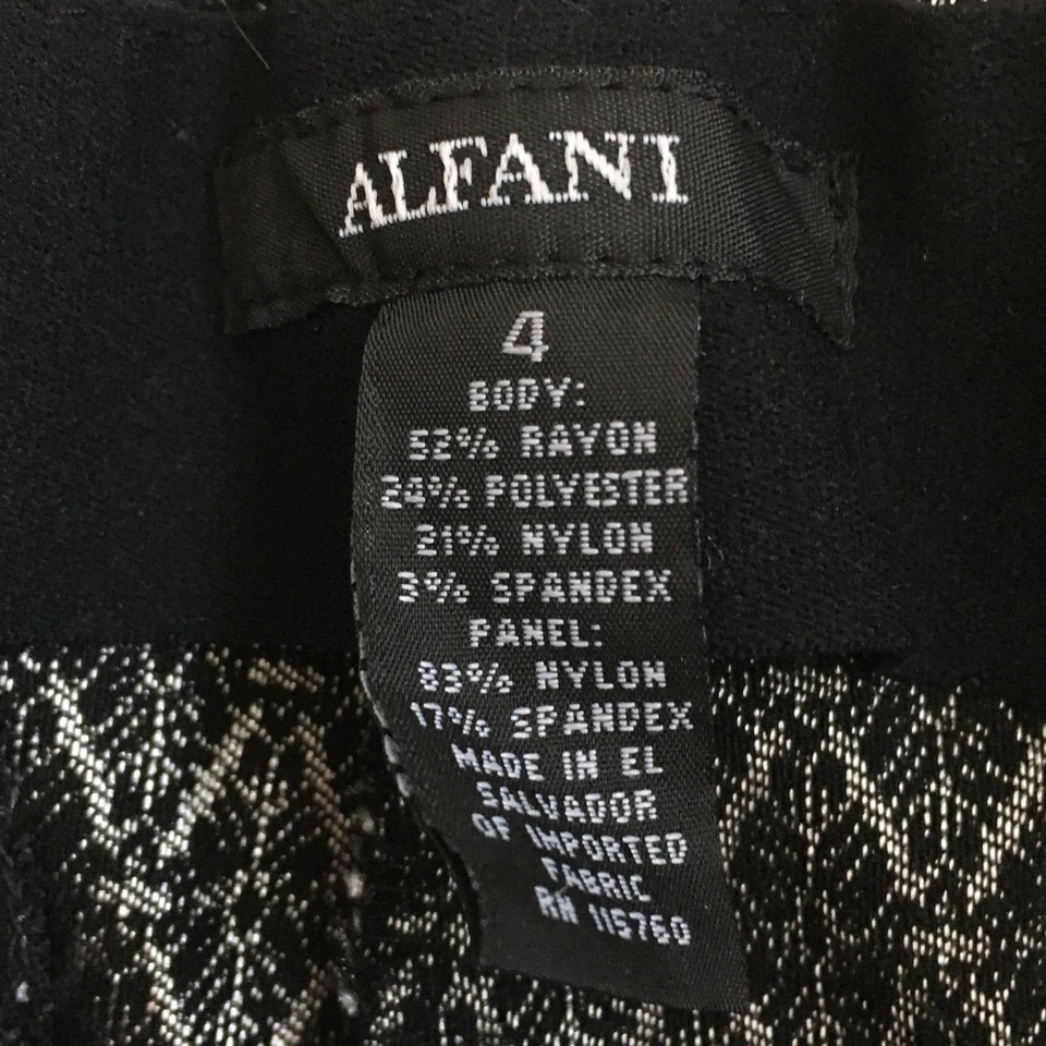 NWT ALFANI Gemstone Black Silver Skinny Leg Tummy Control Dress Pant Womens sz 4 - Image 2 of 4