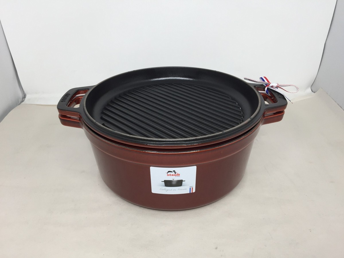 Staub 7 Quart Cast Iron Braise and Grill Set - Rouge Red | eBay