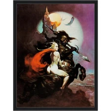 The Moon Maid Fantasy Framed Canvas 24x32 – Frank Frazetta 1974 Sci-Fi Art
