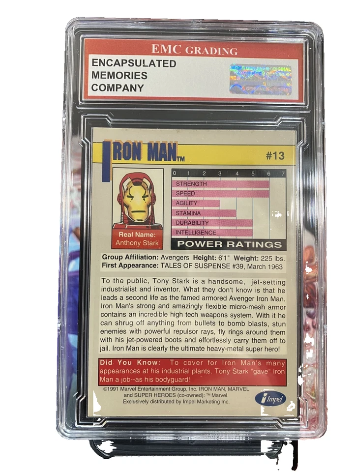 IRON MAN 1991 Impel Marvel TRADING Card GRADED 10 MINT  VINTAGE - Image 2 of 2