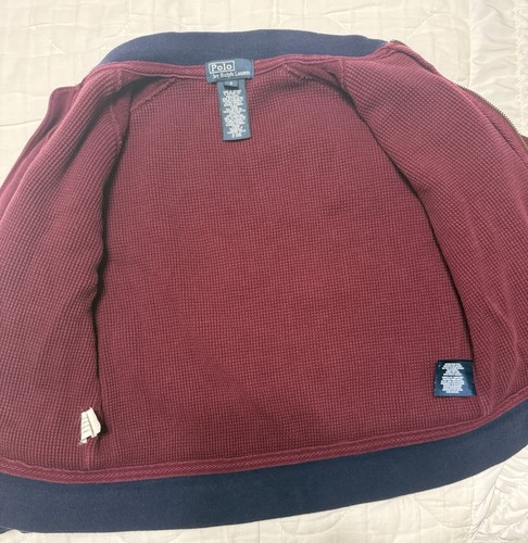 Vintage Polo Ralph Lauren Boys Varsity Jacket Size 7 Red P Logo - Picture 4 of 6