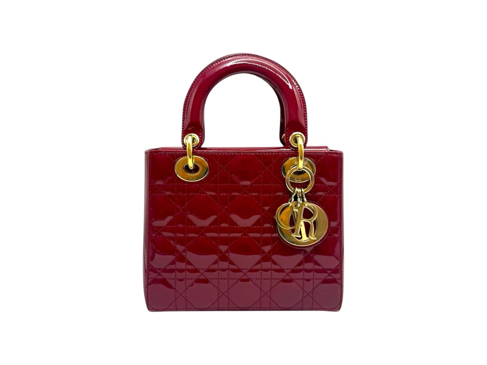 Petit sac fourre tout Dior Lady Cannage Patent rouge cerise M0531OWCB_M323 131376339