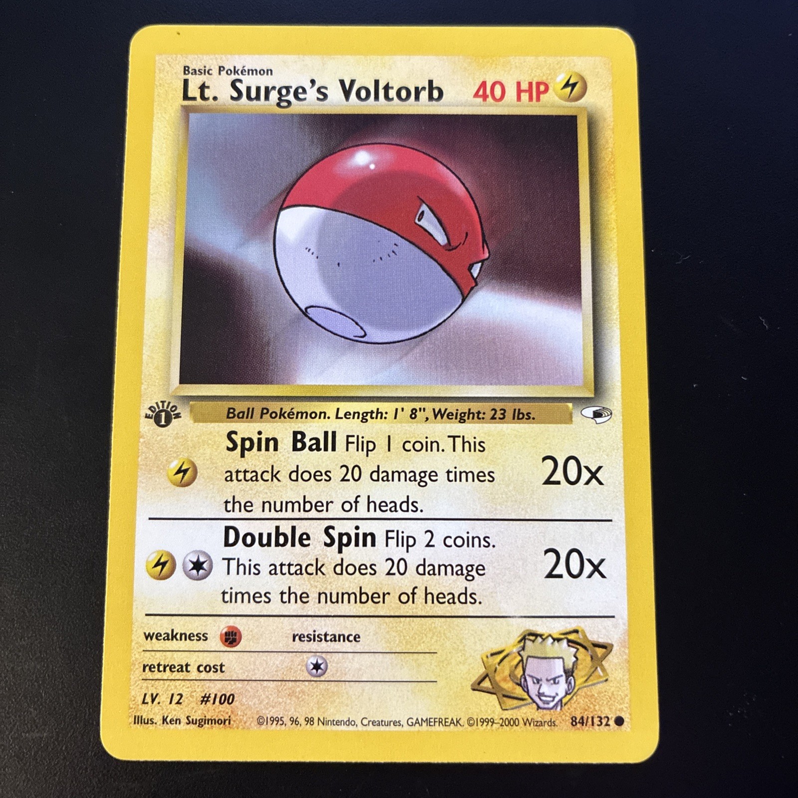 Lt. Surge's Voltorb 84/132 - 2000 Gym Heroes 1st Edition Pokemon Common Card