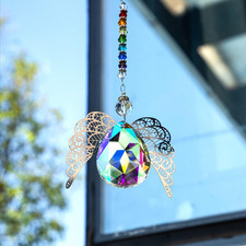 14'' Haning Crystal Guardian Angel Suncatcher Glass Angel Ornaments for Christma