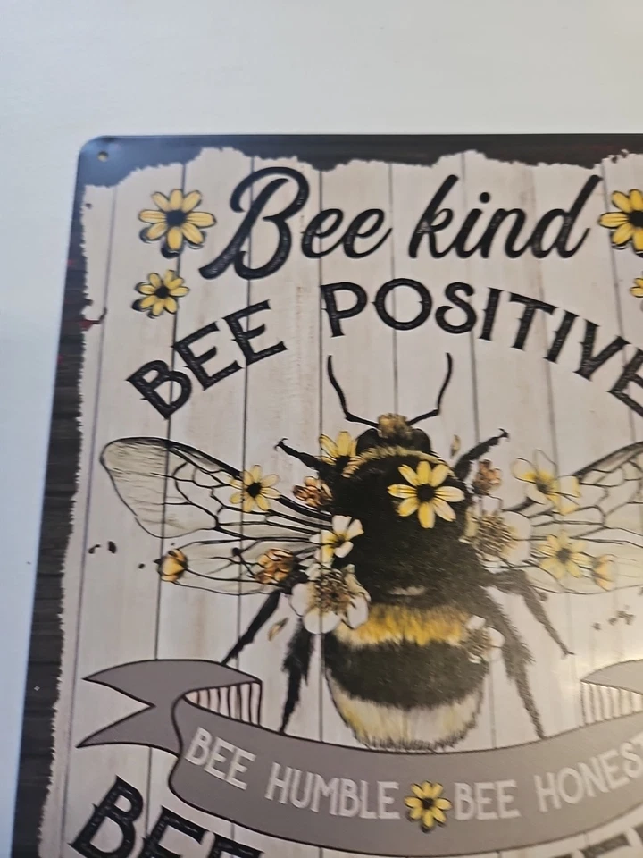 Bee Kind Bee Positive Metal Wall Sign Farmhouse Rustic Bee Decor Inspirational - Image 2 of 4