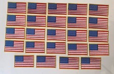 24 USA AMERICAN FLAG EMBROIDERED PATCH IRON-ON SEW-ON GOLD BORDER 1