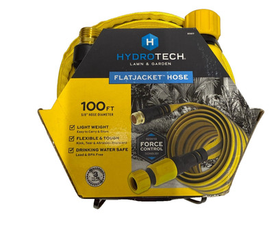 Hydrotech 5/8'' x 100 ft. Flat Jacket Garden Hose - Lightweight & Durable