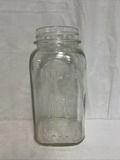 Vintage Atlas Square Clear Glass MASON Canning Jar