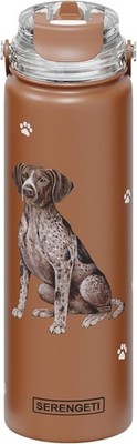 E&S Pets Stainless Steel Water Bottle 24 Oz., Spill Proof (German Pointer)
