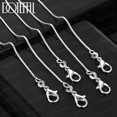 DOTEFFIL 925 Sterling Silver 1MM Box Chain Necklace 16-30 Inch Men Women Lot