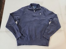 Polo Ralph Lauren Men  s Medium Navy Blue Quarter Zip Pullover Sweater Pony
