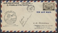 1933 Pilot Signed Flight Cover Gridstone Island PQ to Charlottetown PEI #3305a