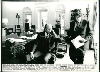 1974 Washington President Ford Henry Kissinger James Callaghan Vintage Photo 7x9