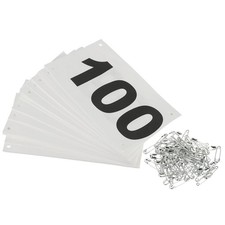 Running Bib Numbers 7x4 Inch, 1-100 Waterproof Race Competitor Numbers, White