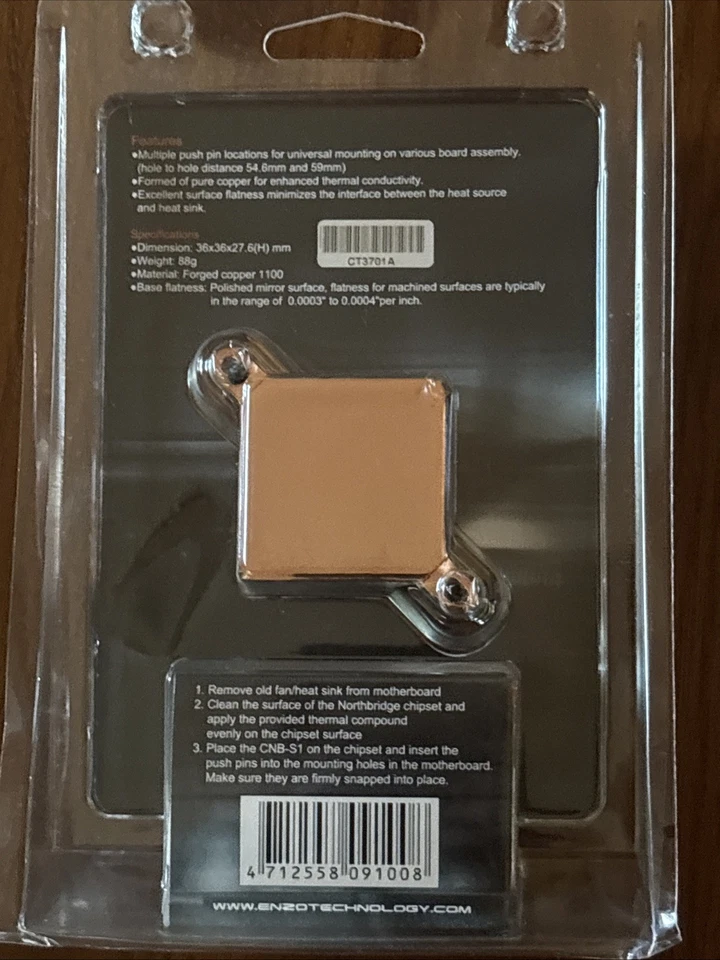 Enzotech CNB-S1 One-Piece Copper Northbridge Heatsink - Image 2 of 4