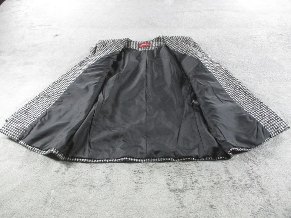 Blazer vintage Sasson para mujer 12 negro blanco pata de gallo mezcla de lana chaqueta años 90 Foto 4 de 4