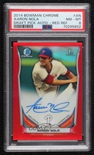 2014 Bowman Draft Chrome Pick Red Refractor 5/5 Aaron Nola PSA 8 Auto tw0
