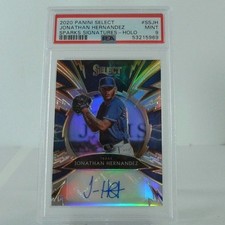 2020 Panini Select Sparks Tri-Color Prizm /49 Auto Jonathan Hernandez RC PSA 9