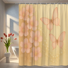 Floral Pink Butterfly Shower Curtain - Cute Bathroom Decor