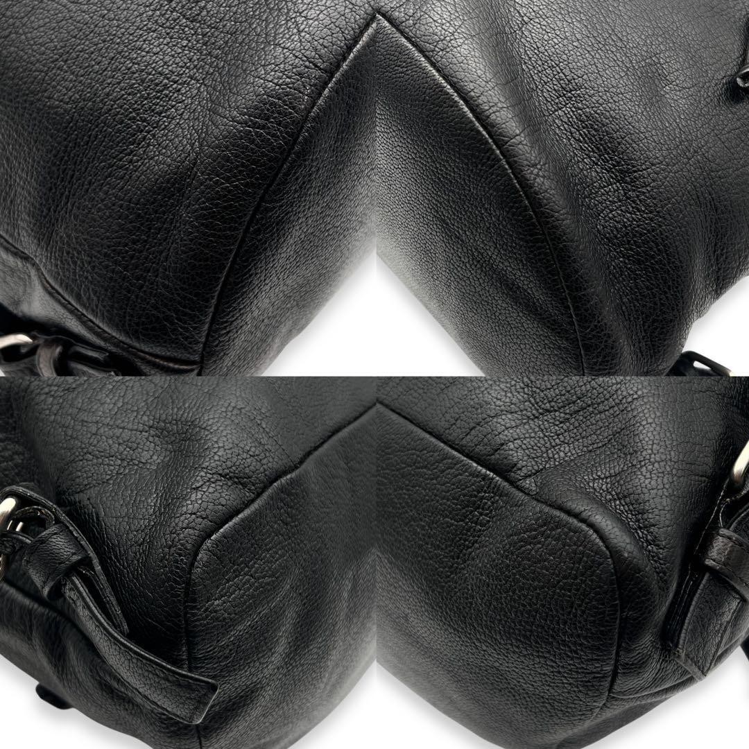 PRADA Triangle Logo Leather Backpack Black 632 from japan thumbnail 7