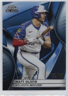 2025 Topps Chrome Black Blue Refractor 132/150 Matt Olson #91 1mq4