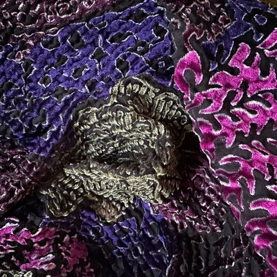 Burnout Velvet Crinkly Open Cardigan Sweater Dark Goth Purple