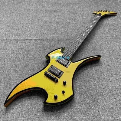 Metallic Gold Electric Guitar Flower Inlaid 2H Pickups Black Edging  6 String