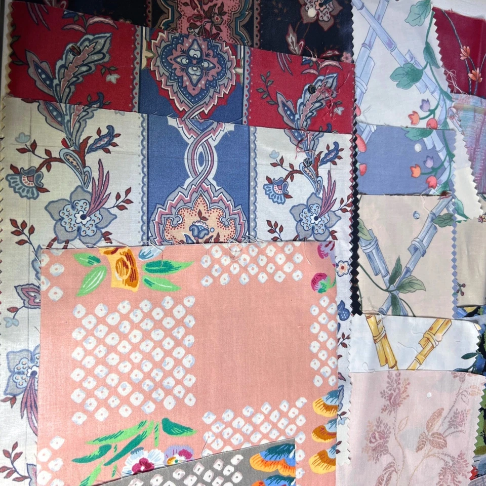 Vintage Fabric Lot Remnants Scraps Quilting Sewing Floral Geometric - Image 4 of 4