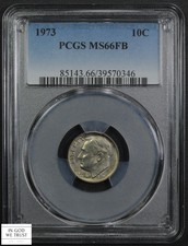 1973 Full Bands Roosevelt Dime 10C PCGS MS 66 FB FT