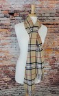 Kennedy Scotland 100% Cashmere Beige Red Black Plaid Rectangle Scarf 66" X12" — photo 1
