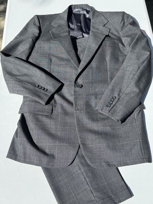Tom James 2 Button Grey Windowpane Suit No Size Labels 42-44 Reg 