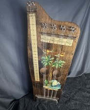AntiqueZither 1930s Hawaiian Harp The Harmony Company Palm Tree RARE