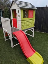 Smoby Playhouse On Stilts with Red Slide - Well Used, All Complete, Collection